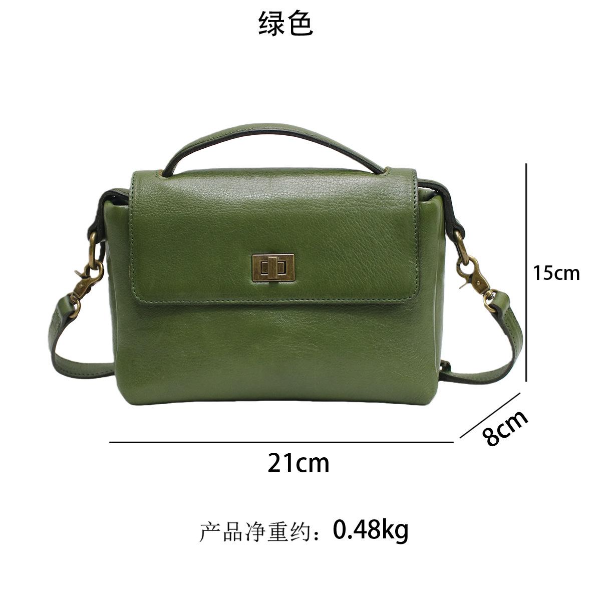 

Handmade tote bag first layer vegetable tanned cowhide retro genuine leather simple temperament portable shoulder messenger bag women s bag зелений