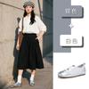 Leather Little White Shoes Women's Autumn New Fashion Single Shoes Flat Bottom Cross Elastic Band Niche Single Shoes Ballet Style