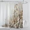 Elegant Floral Shower Curtain - Soft White Flowers & Grass Design for Romantic Bathroom Décor, Waterproof & Easy Care