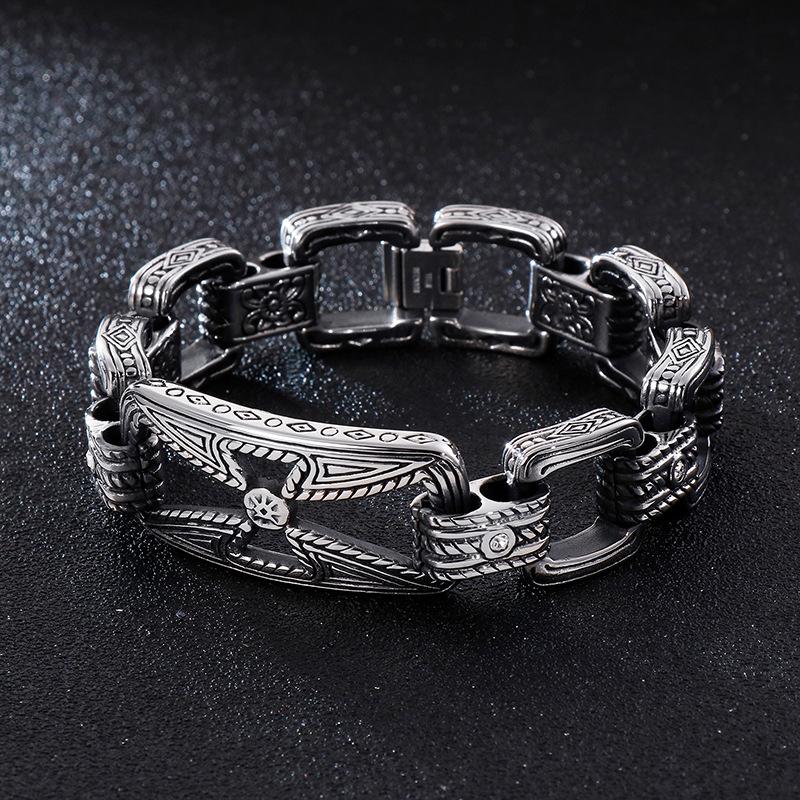 Fongten Vintage Muster Hohl Design Edelstahl Armband für Männer Qualität Romantik Leichtigkeit Modeschmuck Geschenke
