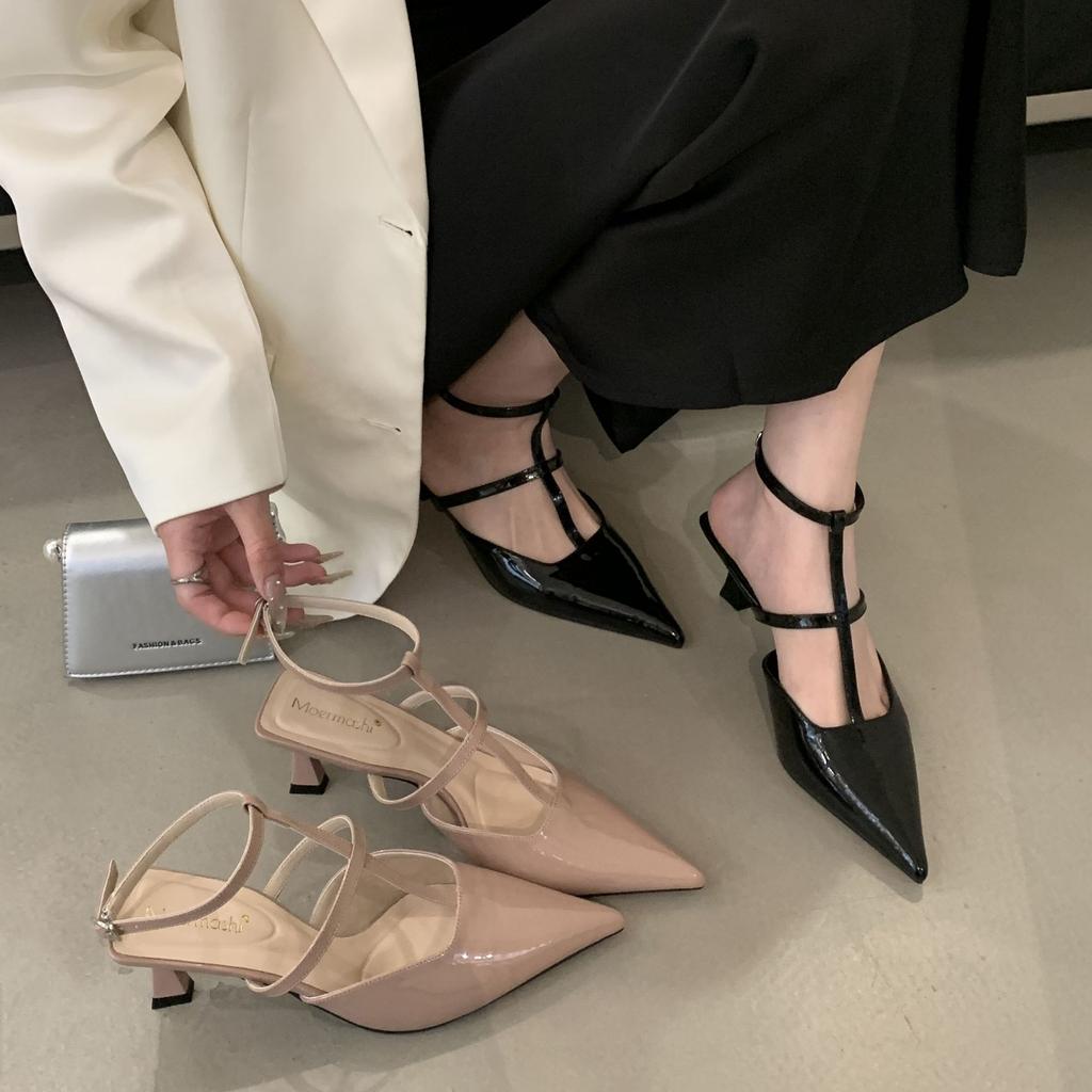 French Niche High Heels with Skirt Sandals Fairy Style 2025 New Summer Temperament Pointed Nude Single Shoes Women