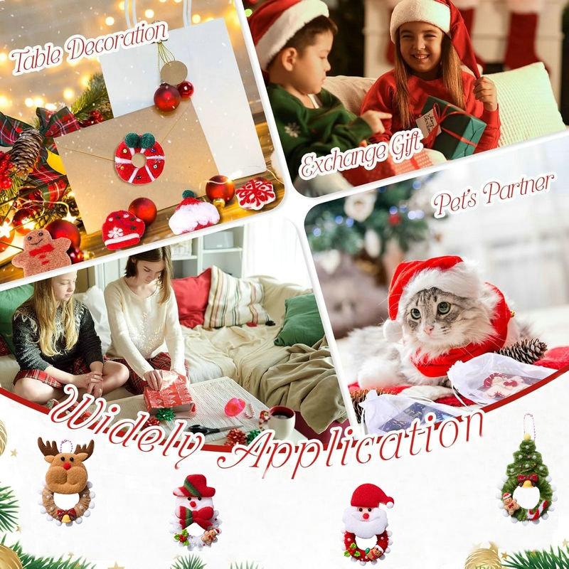 Christmas Pipe Cleaners Set 3D Felt Hanging Charms Christmas Tree Santa Clause Cute Hanging Ornaments for Tree Decorations