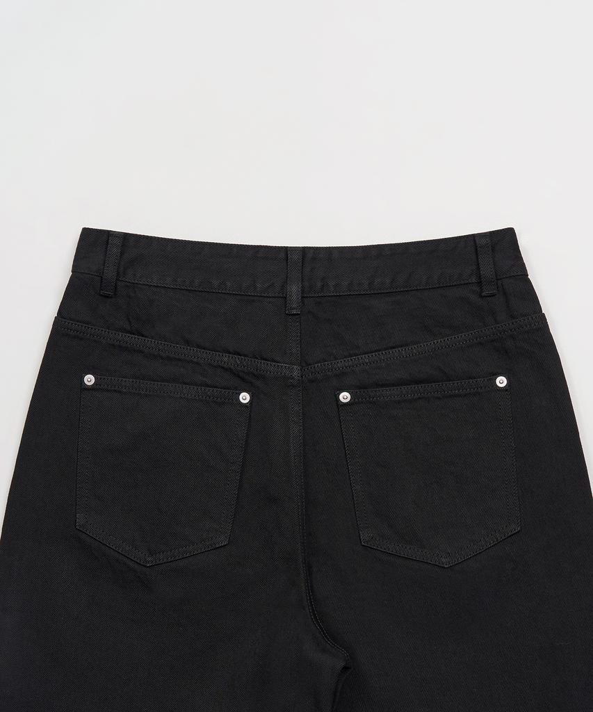 TOFFEE Deep Curved Denim Pants (Black)