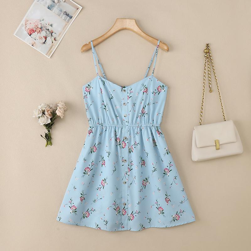 

Жіночі літні повсякденні короткі комбінезони без рукавів із квітковим принтом ZANZEA 2XL синій