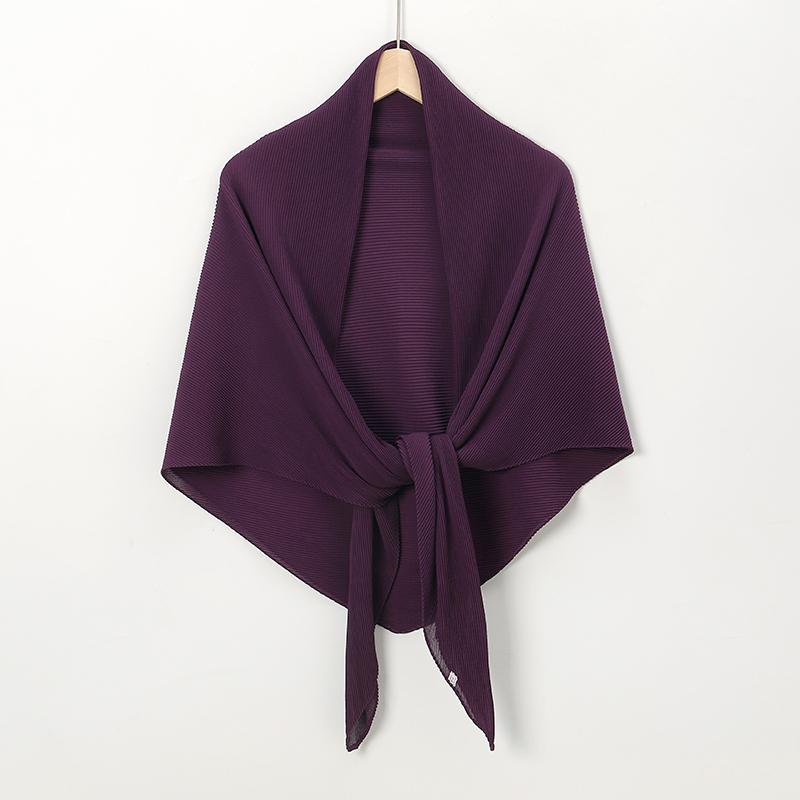 Plain 110Cm Big Size Wrinkle Square Bubble Chiffon Instant Hijab Shawls Ramadan Solid Beach Scarves and Wraps Headband Muslim