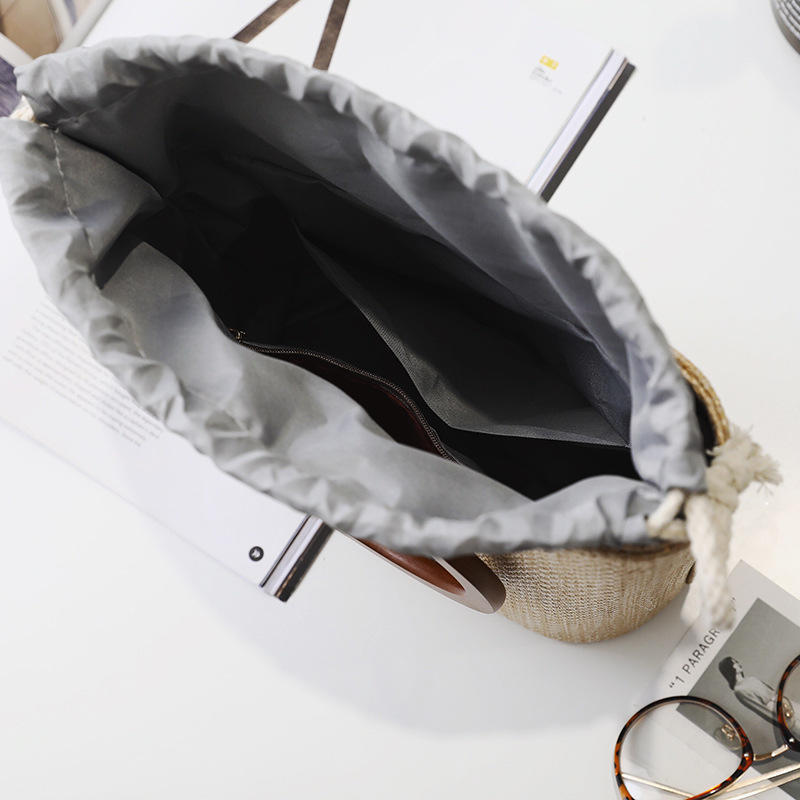 Fashion Woven Beach Solid Wood Handbag All-match One-shoulder Messenger Female Bag