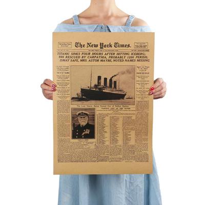 Classic The New York Times History Poster Titanic Shipwreck Old Newspaper Kraft Paper