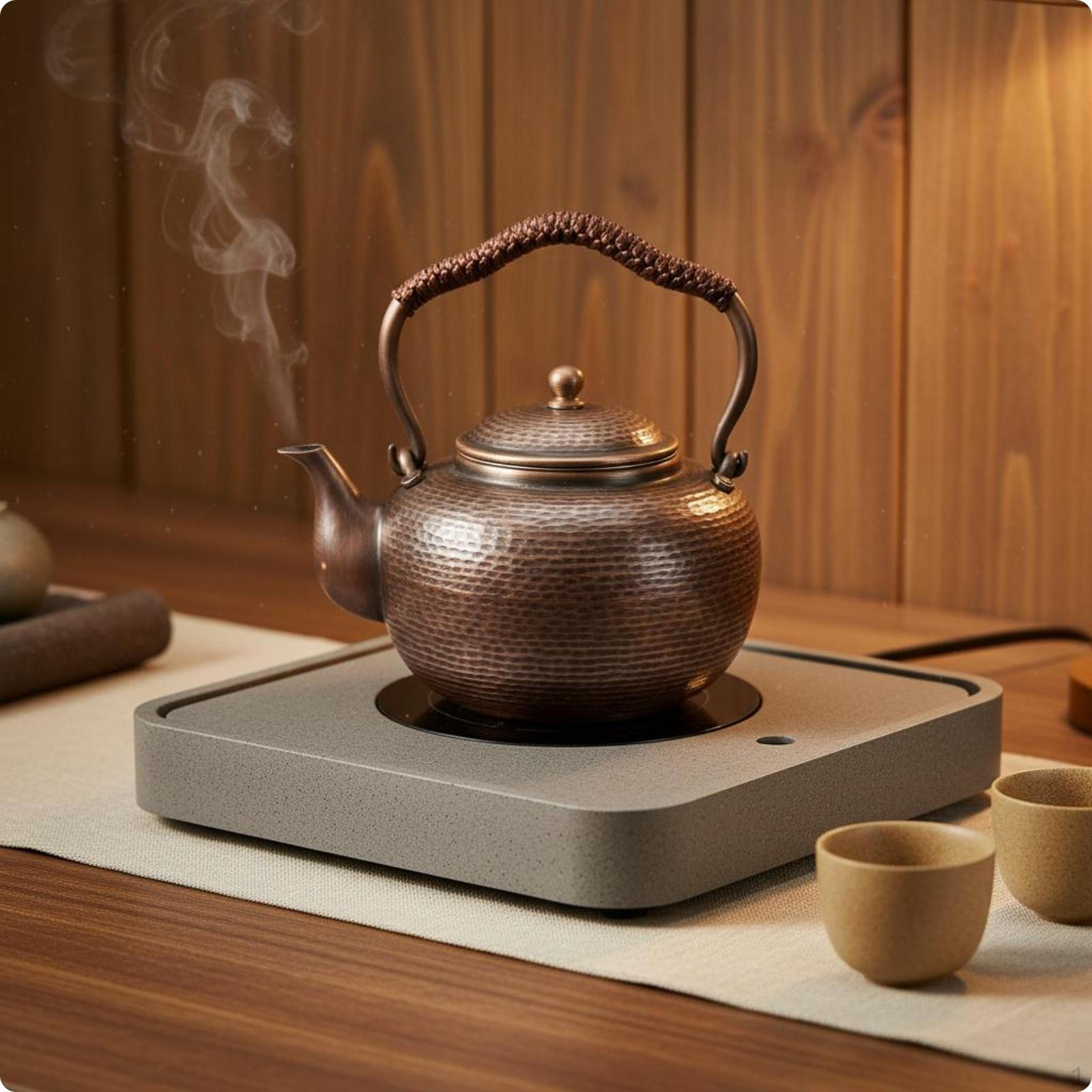 Handmade Copper Teapot 1.8L for Electric Ceramic Cooktop, Water Boiling