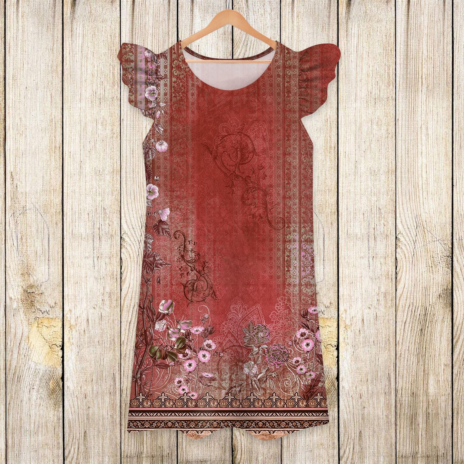 

Дитяча сукня, кольорове повсякденне плаття з принтом і спідницею з широкими рукавами 130 червоний