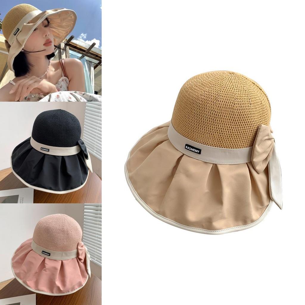 Stylish Summer Sun Hat For Women With Wide Brim And Bowknot Uv Protection