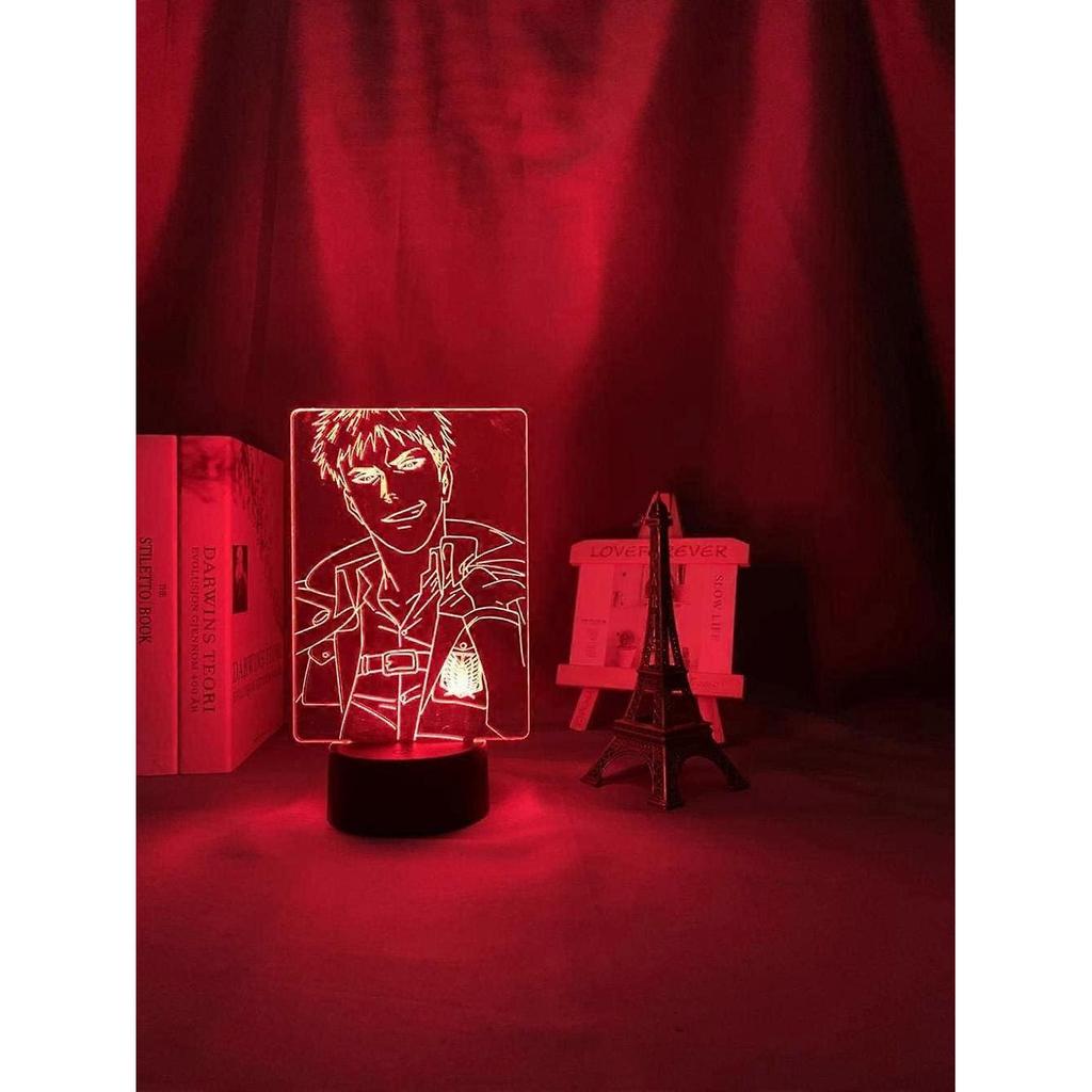 SCSYV 3D Night Light Anime Illusion Attack On Titan Jean Kirstein Light for Bedroom Decoration Kids Gift Attack On Titan LED Night Light Lamp Led Nigh