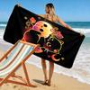 Spooky Glowing Feline Charm Print Beach Towel, Quick Drying, Suitable for Travel, Outdoor Sports, Jogging, the Beach and Swimming, Gift