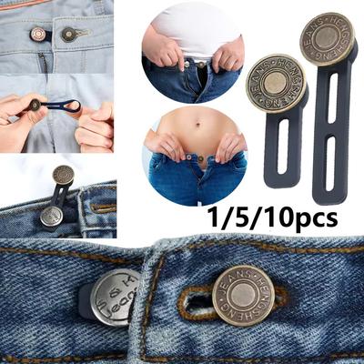 1-10pcs Alloy Button Extender Repeatedly Perfect Retractable Any Pants Sewing Waist Circumference Lengthening Button Fixing Kit