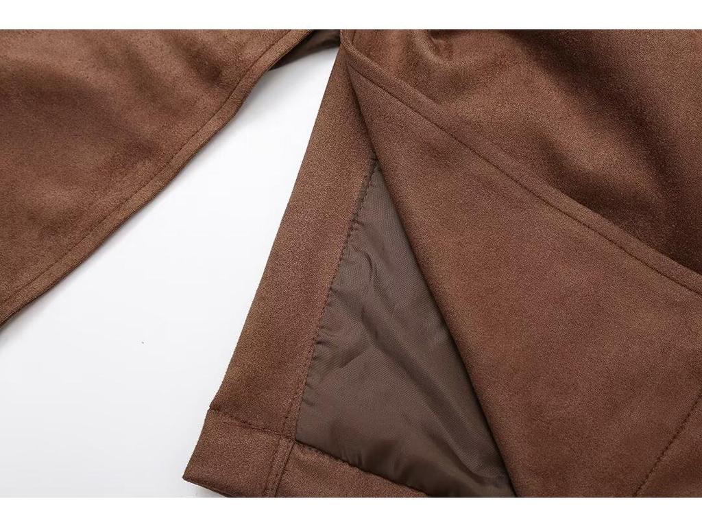 2024 Autumn Women's European & American Style Double-Button Lapel Trench Coat