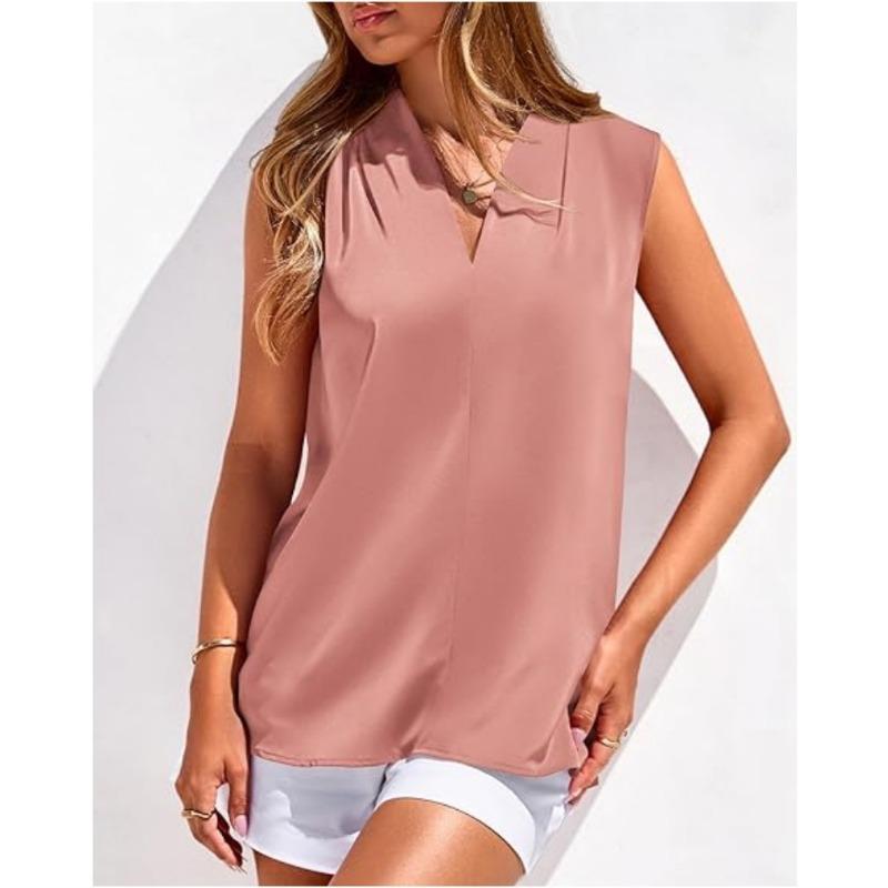 Summer New V-neck Casual Shirt Women's Vest Sleeveless Shirt
