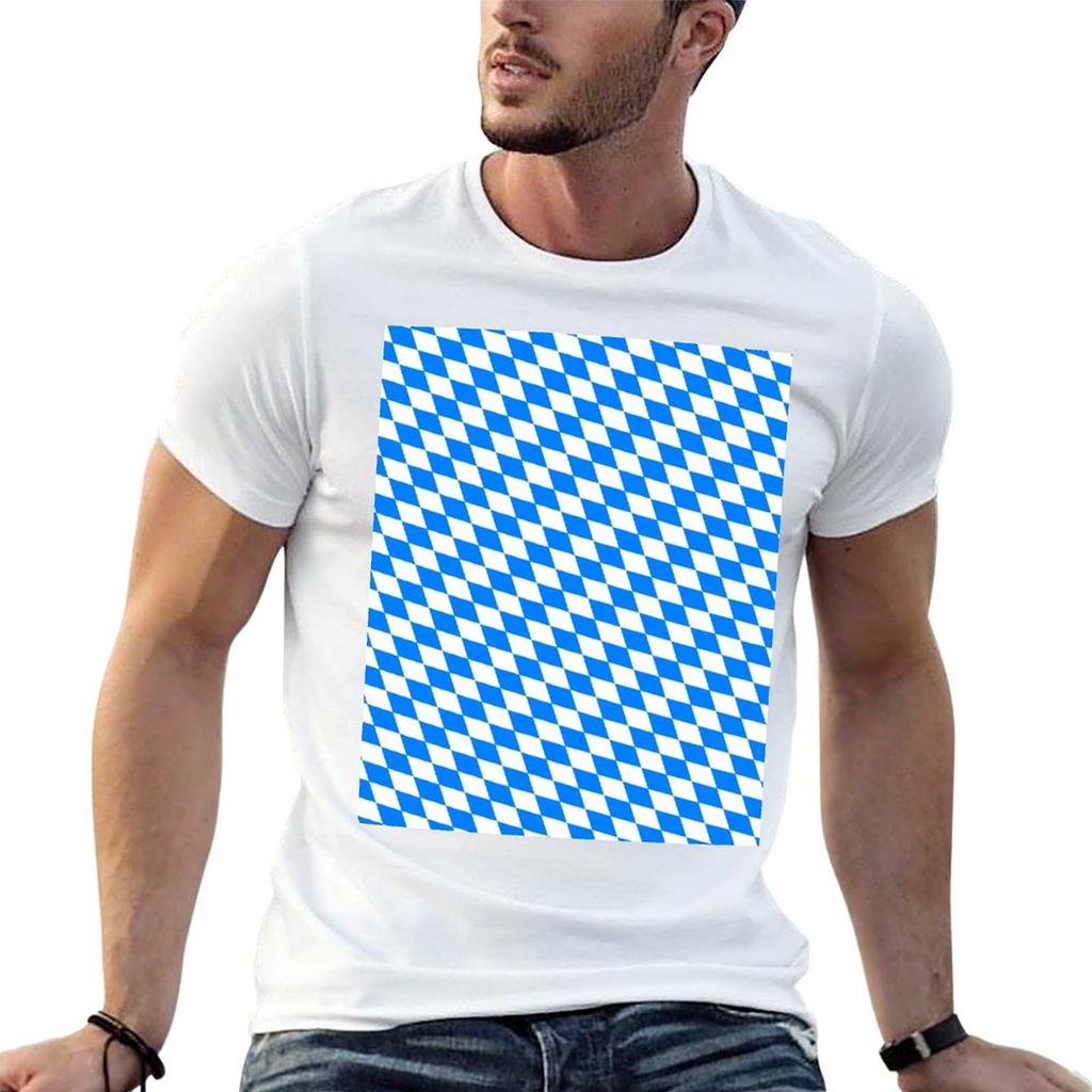 Bavarian Blue And White Diamond Flag Pattern Tshirt Street Art Print Tee Shirt