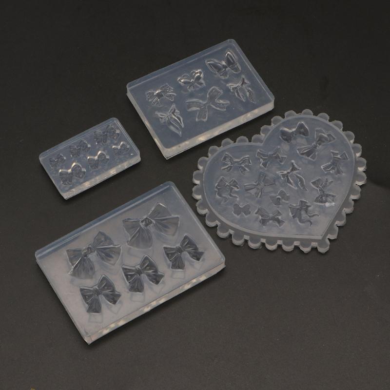 Sculpture Stamping Plate Nails Art Stencils Crystal Epoxy Resin Mold Silicone Nail Carving Mold 3D Mini Bowknot Mould