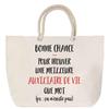 Sac de plage - PLANETEE - Message «Auxiliaire De Vie ça n'existe pas» - Anse corde - Coton - Grand format