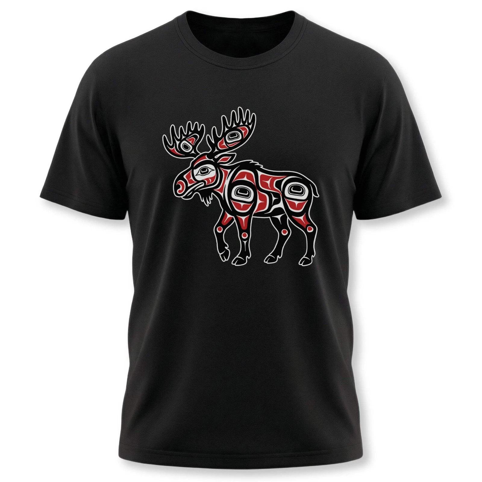Moose Northwest Coast Art T-Shirt | Indigenous Formline Graphic Tee Shirt XS