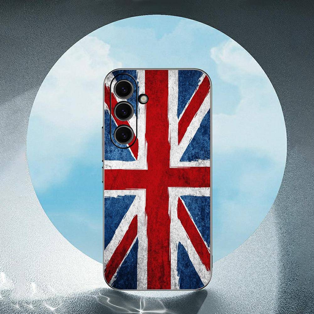 Uk Flag For Samsung Galaxy S25 S24 S23 Ultra S22 S21 Plus S20 Black Soft Silicone Protective Case