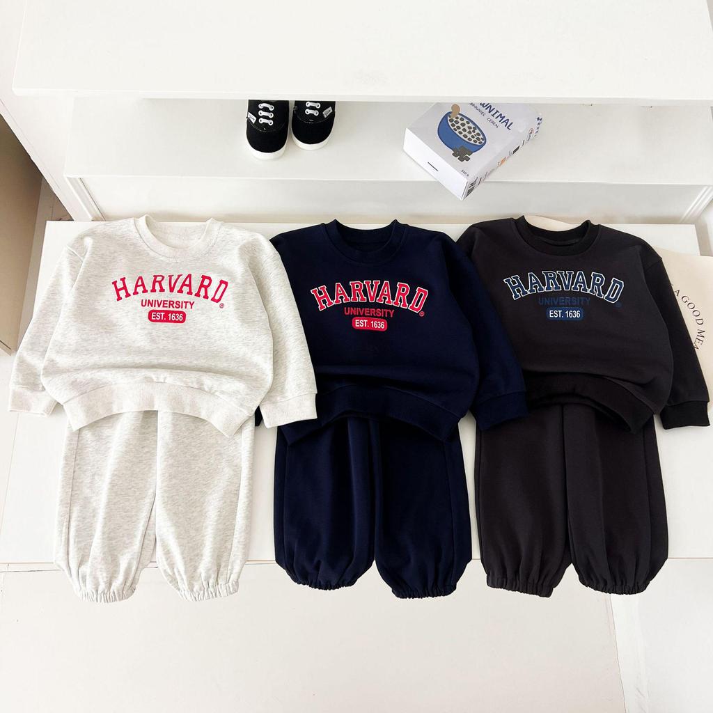 Kids' Spring/Autumn Sports Set: Boys' Letter Print & Winter Fleece-Lined Baby Girl Sweatshirt with Pants