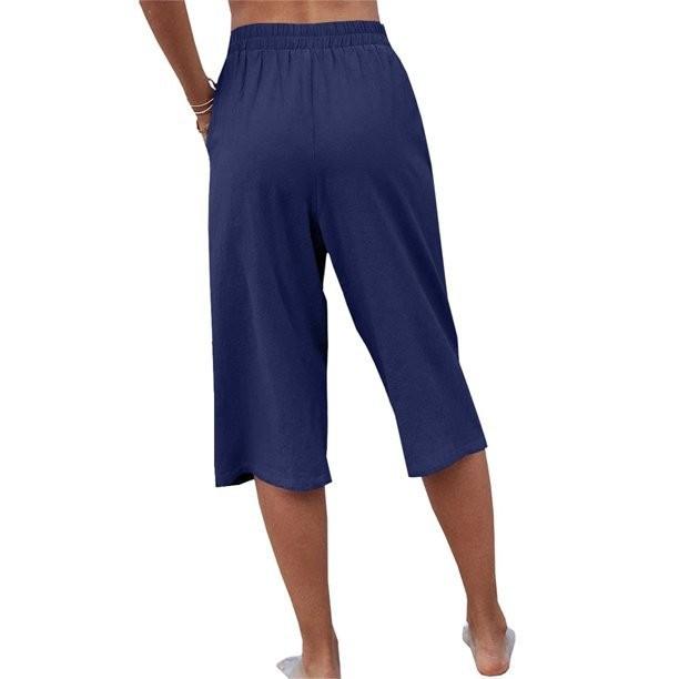 Linen Pants For Women Casual Color Pants Color 3/4 Trousers High Waisted With Pocket