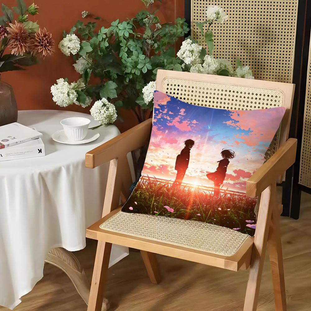 Anime YYour NName Cushion Cover Silky Short Plush Invisible Zipper Dustproof Sofa Pillow Case for Home Decor