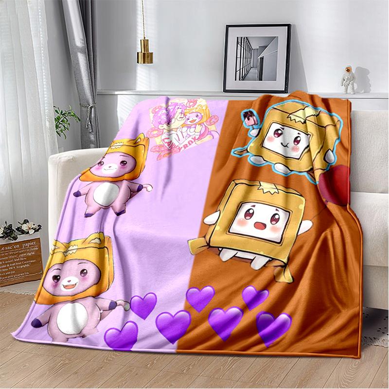 Happy Rocky And Foxy And Boxy Lankybox Couverture en peluche douce en flanelle pour salon, chambre à coucher, lit, canapé, pique-nique