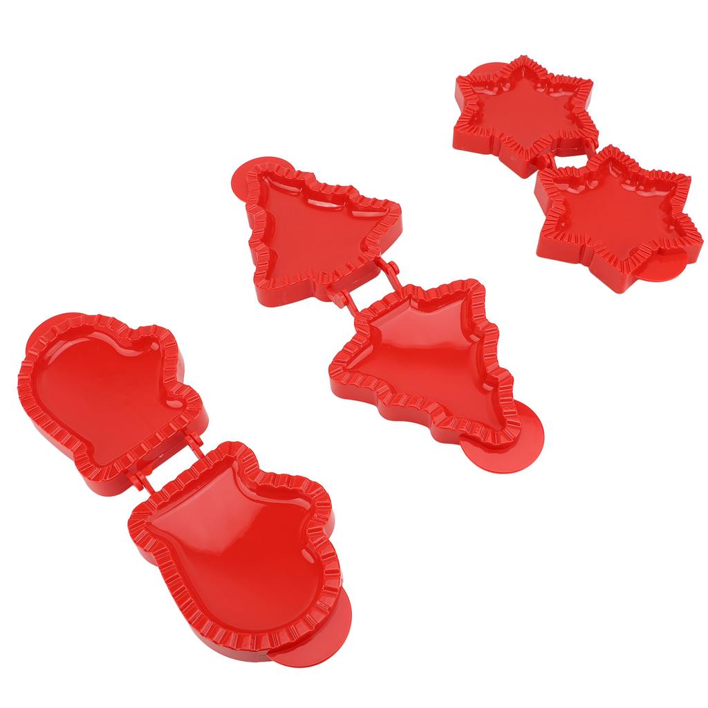 3pcs Pocket Pie Snowflake Mitt Xmas Tree Shape Press Dough Presser Pocket Pie Maker Set for Xmas Par