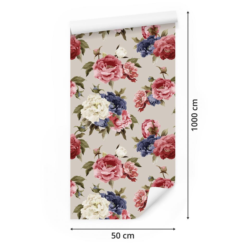 Watercolor Roses Wallpaper for Living Room and Bedroom 50x1000