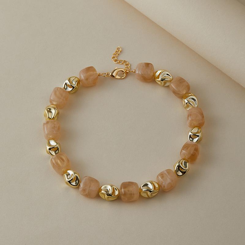 Colar Pulseira de Contas Irregulares em Acrílico para Mulheres Bangle Geométrico Bohemia Feito à Mão Acessórios de Joias para Casal
