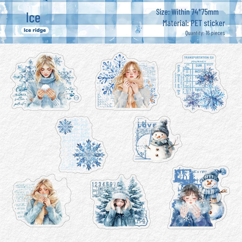 Curated Retro Winter Story Decorative Stickers – 16 Sheets for DIY Journals