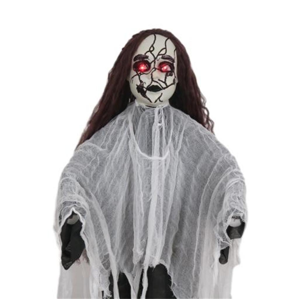 Life-Size Scary Talking Witch Animatronic Halloween Decoration Activated Eye Lights Moving Mouth