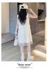 2026 Summer New Mid University Children's White Dress, Girls' Elegant Princess Dress, Girls' Summer Dress, Mesh Skirt