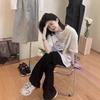Pure cotton European goods American retro short-sleeved t-shirt women's summer loose fat mm lazy niche design half-sleeved top