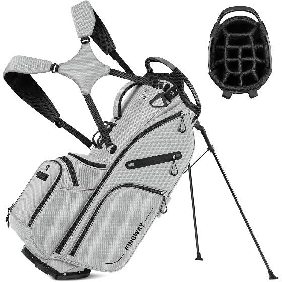 Findway 14 Way Golf Stand Bag, Lightweight Golf Bag with Stand for Men Women, Golf Club Carry Bag with Dual Strap, Rain Cover, Multiple Pockets, Golf