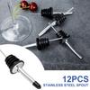 12Pcs Stainless Steel Liquor Bottle Pourers Bottle Nozzle Pourer Oil Flow Wine Bottle Pour Spout Stopper Kitchen Bar Accessories