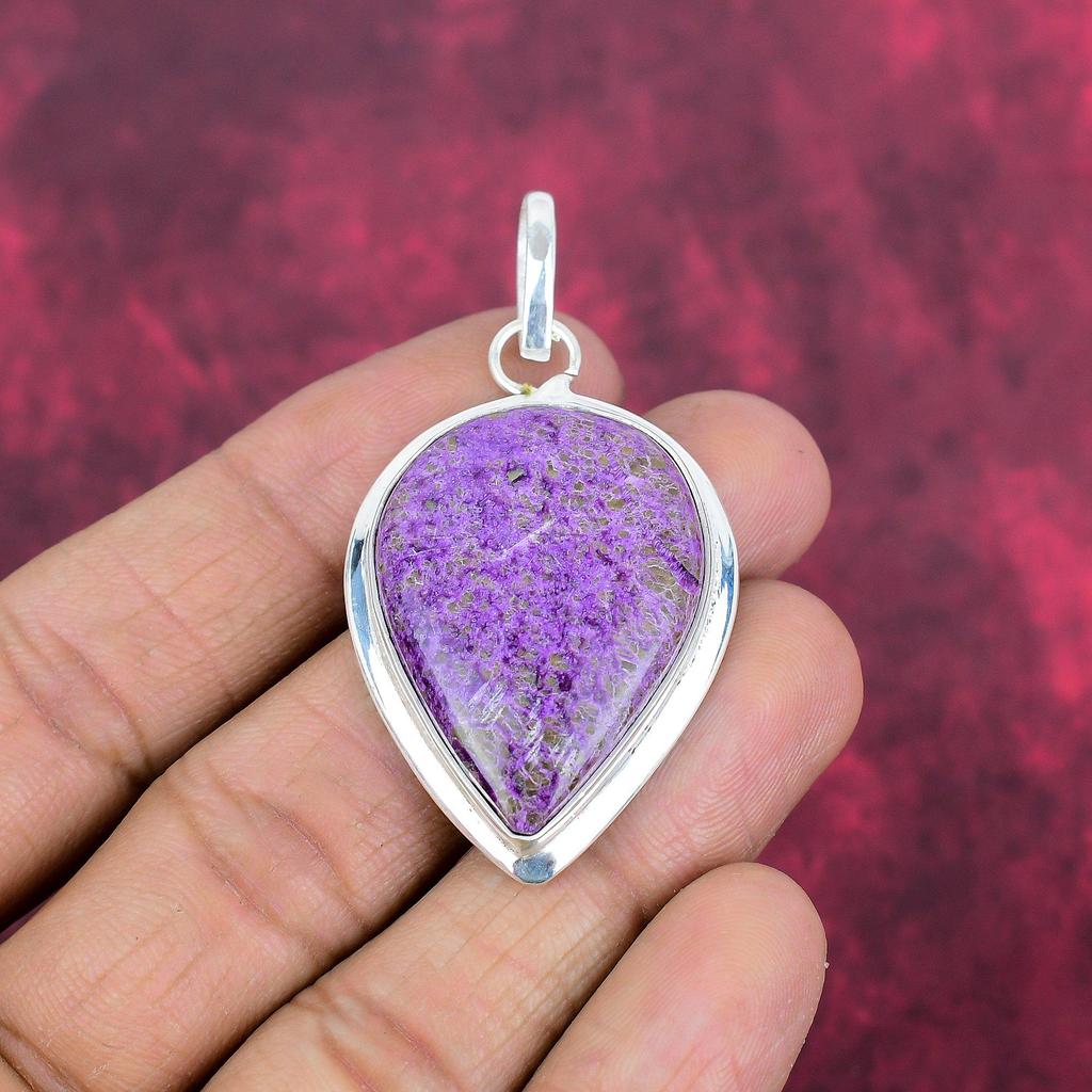 Bijoux en purpurite, pendentif en argent sterling massif 925, bijoux en pierres précieuses faits à la main, cadeaux pour femme, pendentif tout neuf