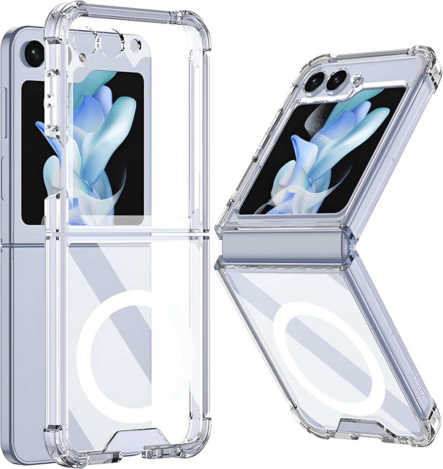 

Магнитный Прозрачный Чехол Magsafe для Samsung Galaxy Z Flip 3/4/5 Прочный Амортизирующий Поддержка Беспроводной Зарядки Чехол для Телефона Acrylic