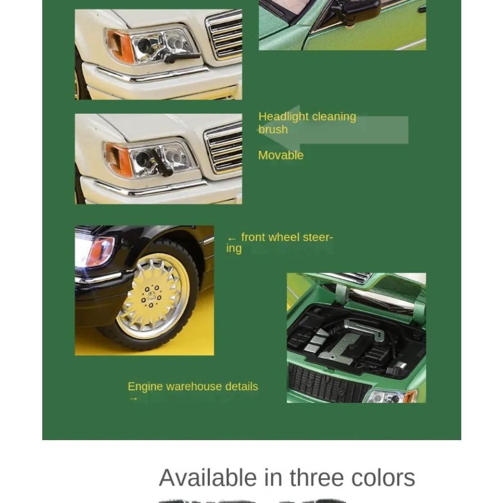 Simulation 1/24 Maßstab Benzs W140 320SEL Oldtimer-Modell mit Sound Licht Kinder Diecast Legierung Spielzeugfahrzeug Sammlerstück Voiture