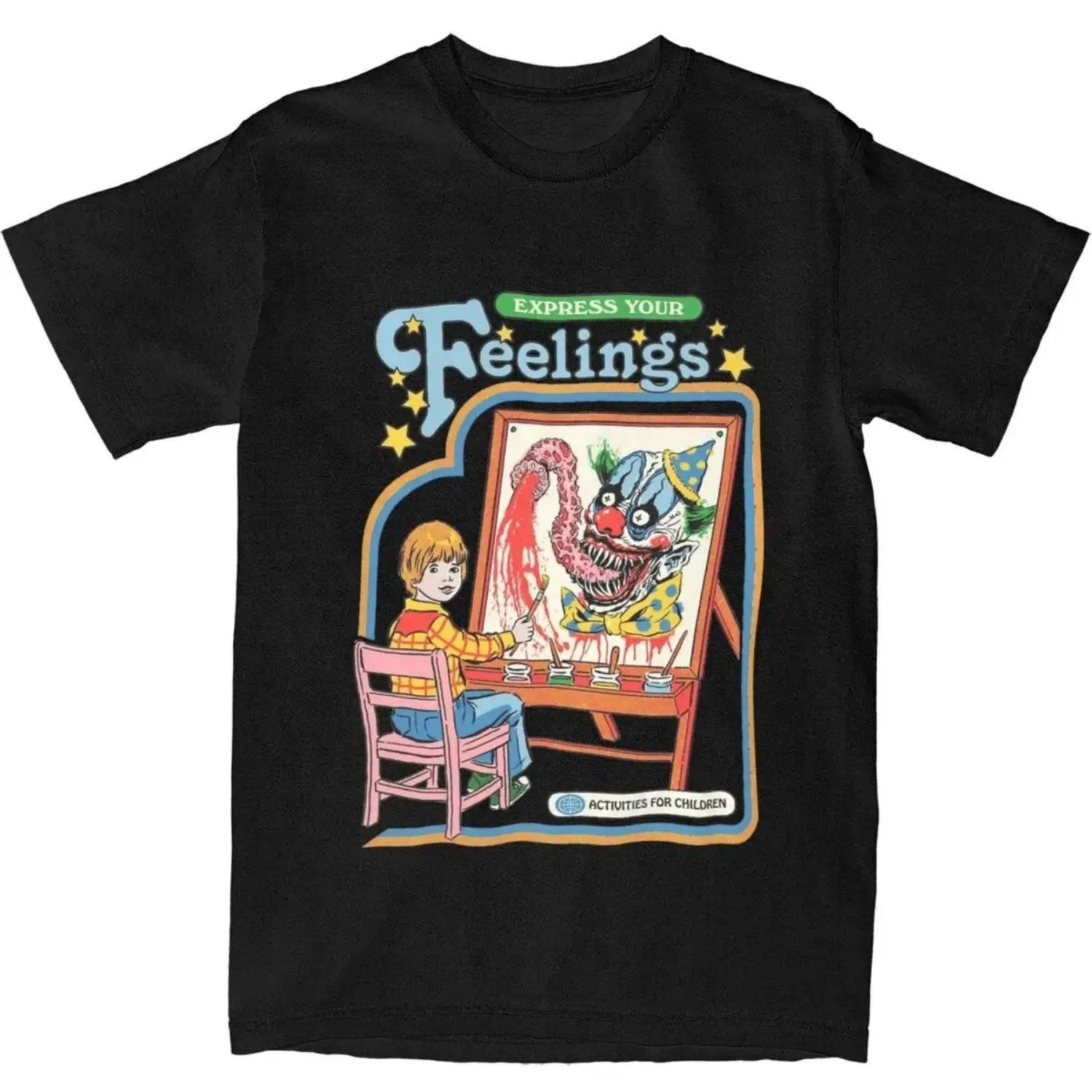 s Express Your Feelings Horror Art T Shirts Merchandise Creepy Artist Cotton T-shirt Clothing Awesome Tees New Arrival S чёрный