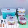 LOCK&LOCK Plastic Food Storage Containers Set of Two: Picnic Box Lunch Box Sealed Storage Container, 850ml Round + 950ml Square