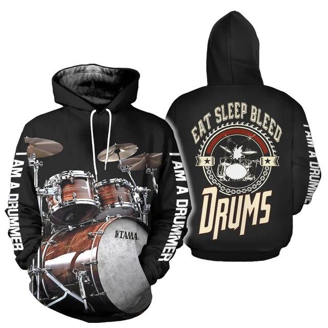 

Толстовка с барабаном, пуловер с 3D принтом, музыкальный инструмент, толстовка в стиле Харадзюку, мужская одежда, свитер, мужской, сохраняет тепло XL