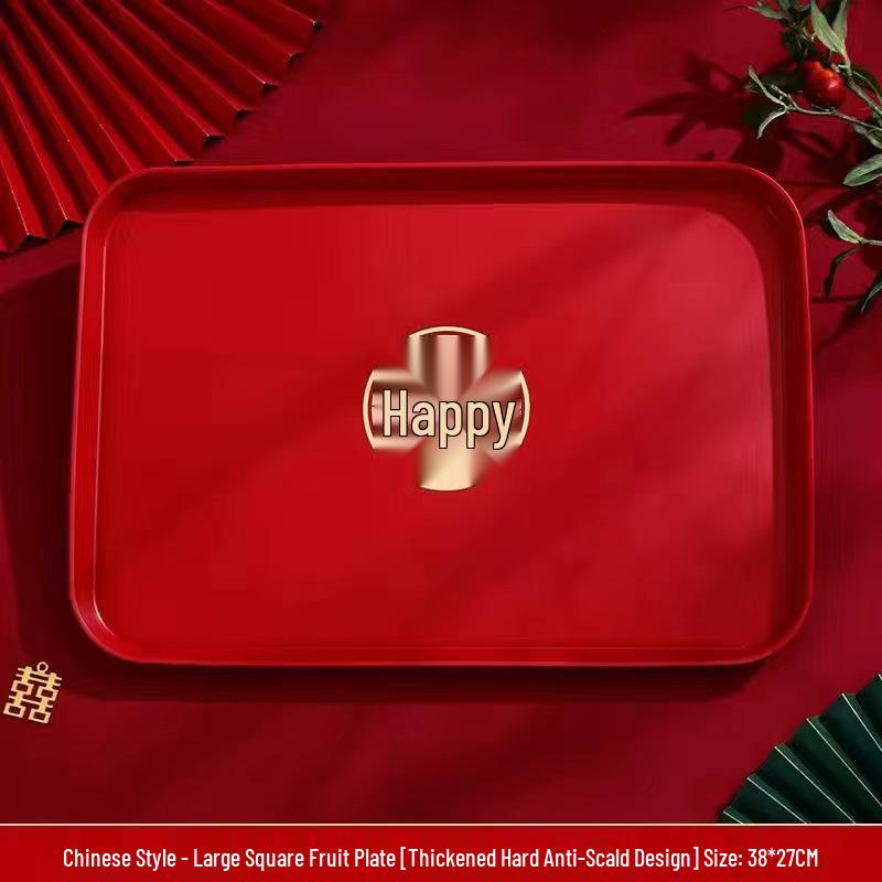 Red Wedding Ceremony Tea and Toasting Tray - Perfect for Fruits, Nuts, or Candy In the Living Room.