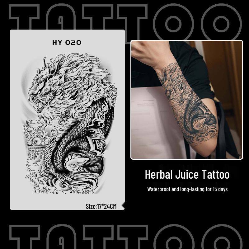 Japanese Traditional Tattoo Waterproof Sticker: Men's Long-lasting Floral Arm Pattern.