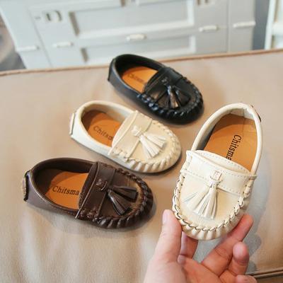 Zapatos planos informales de cuero para niños, mocasines clásicos de moda con borlas, sin cordones, suaves, talla 21-35, 2024