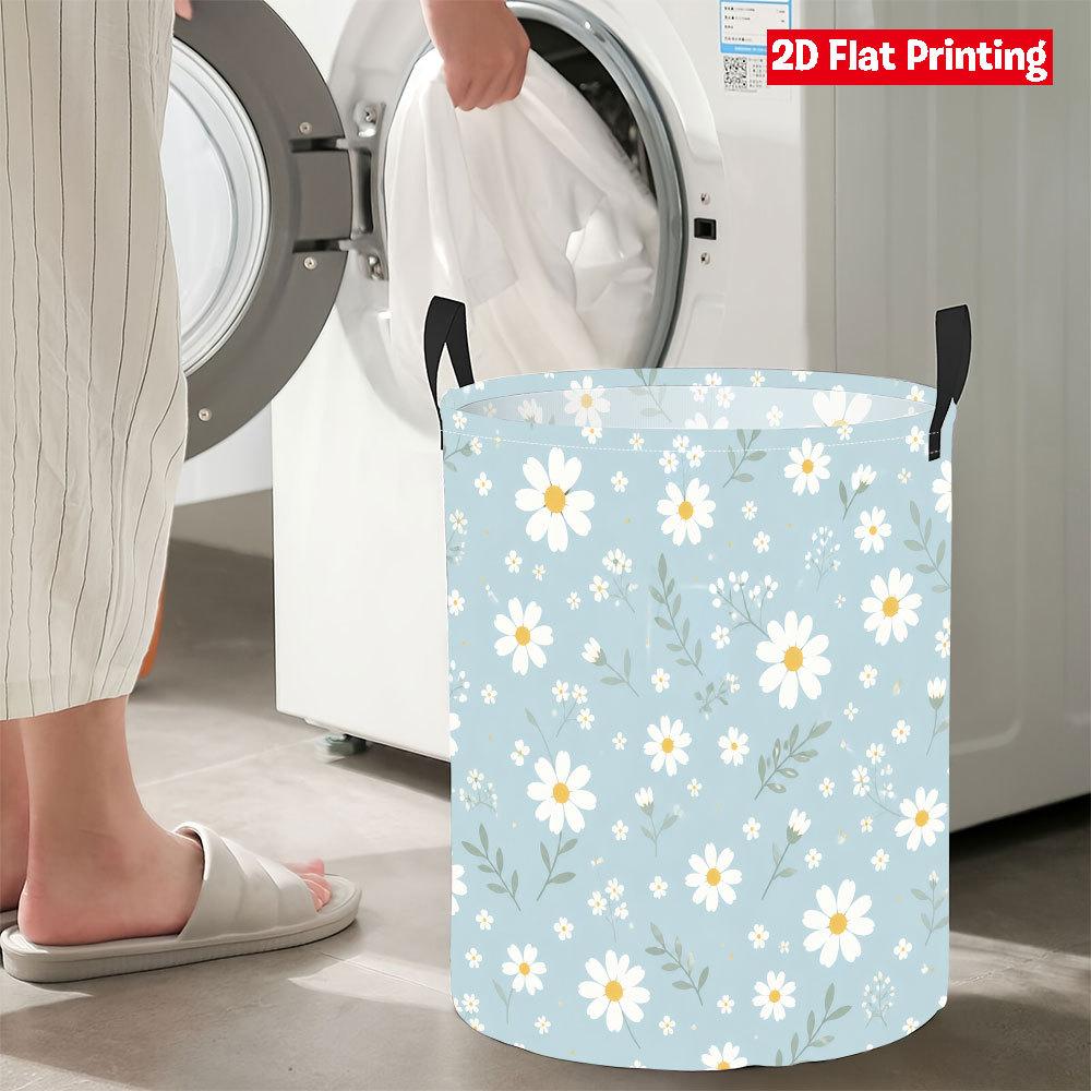 Collapsible Laundry Basket Large Round Waterproof Fabric Hamper Dirty Clothes Storage Bin Toy Organizer with Handles