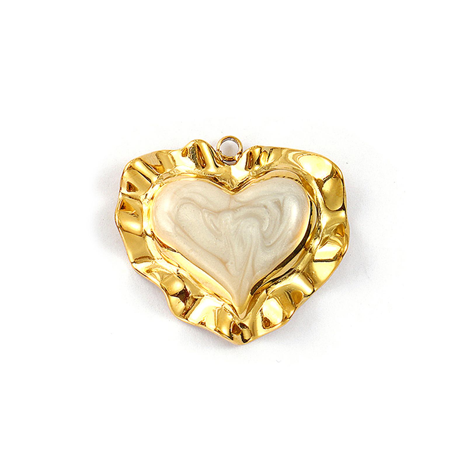

1 Piece 304 Stainless Steel Autumn Winter Style Charms 18K Gold Plated Enamel Heart Cross Pendant DIY Necklace Keychains Making