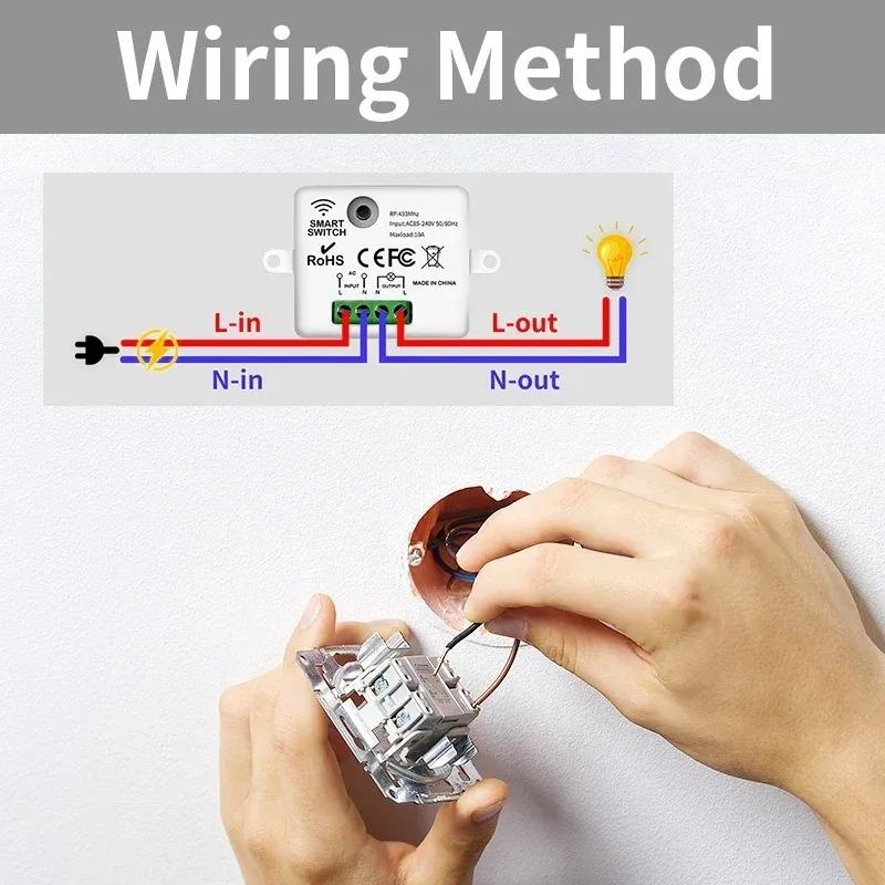 Interrupteur d'éclairage intelligent sans fil 433Mhz RF 86 Interrupteur mural 1/2/3 Gang Interruptor Interrupteur d'éclairage intelligent Mini récepteur relais pour maison Lumière LED Lampe Ventilateur