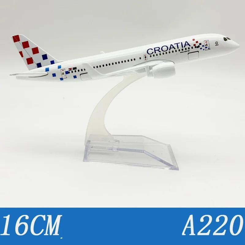 16cm Metal Scale Aircraft Croatia Airways A220 Aviation Plane Alloy Replica Model with Base Airplane Collection Gift Display